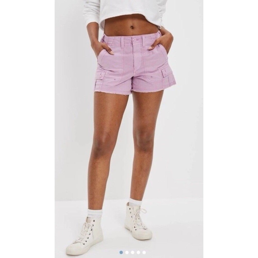American Eagle 90s Boyfriend Cargo Shorts Purple Stretch SZ S
